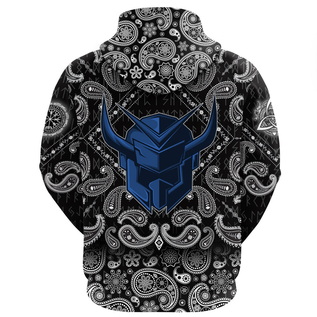 Viking Hoodie Warrior Knight with Bandana Paisley Style RLT12