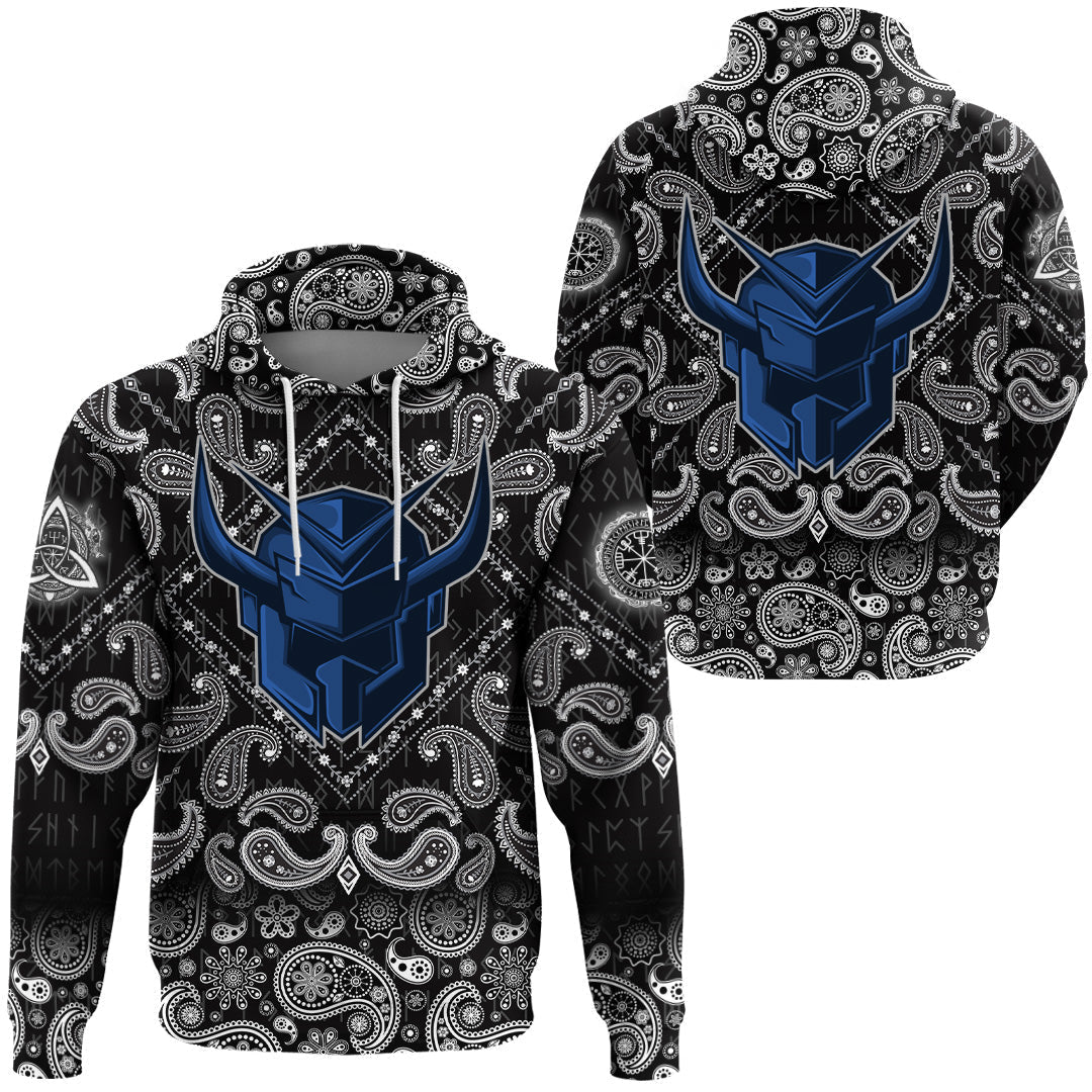 Viking Hoodie Warrior Knight with Bandana Paisley Style RLT12