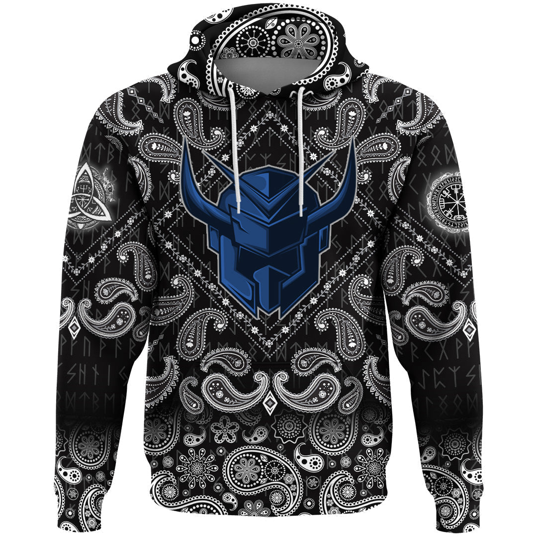 Viking Hoodie Warrior Knight with Bandana Paisley Style RLT12