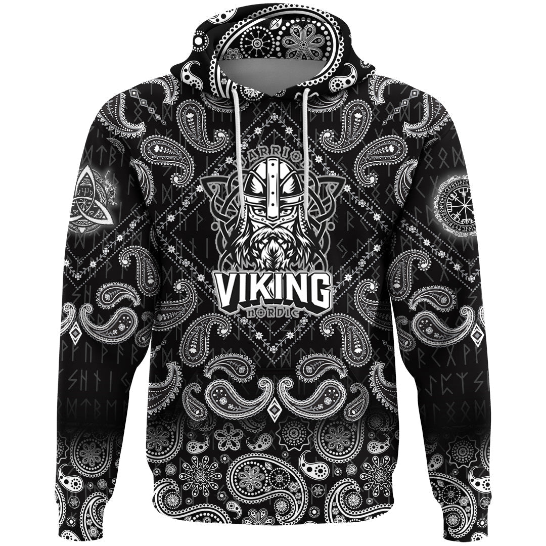 Viking Hoodie Warrior Nordic with Bandana Paisley Style RLT12