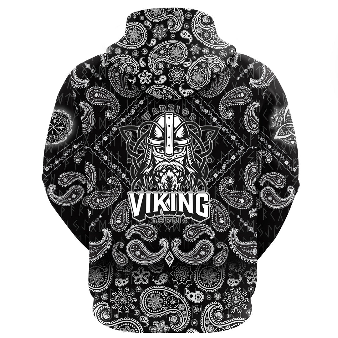 Viking Hoodie Warrior Nordic with Bandana Paisley Style RLT12