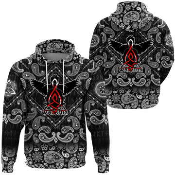 Viking Hoodie Warrior Ravens Valknut with Bandana Paisley Style RLT12