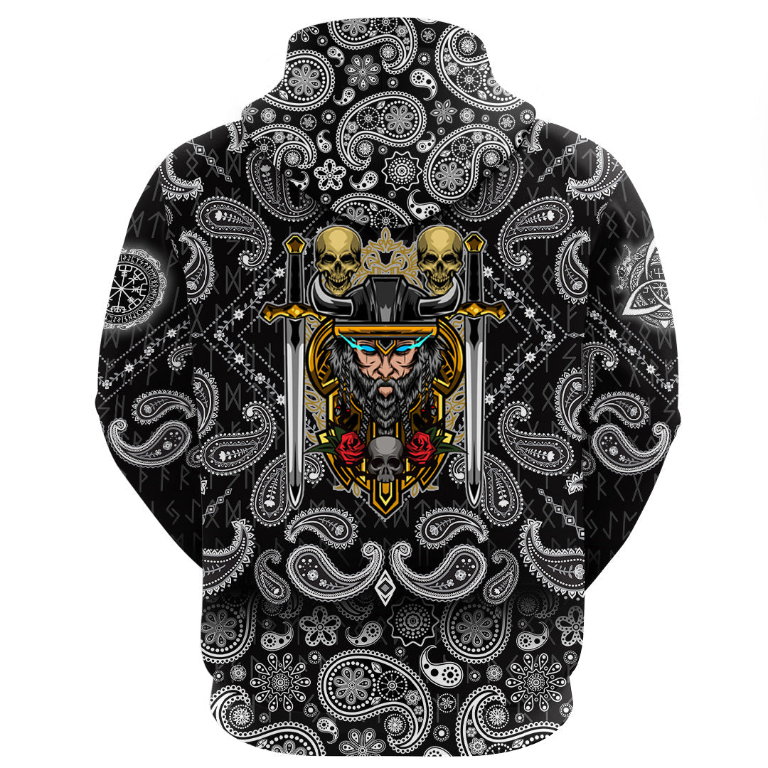 Viking Hoodie Warrior Sword with Bandana Paisley Style RLT12