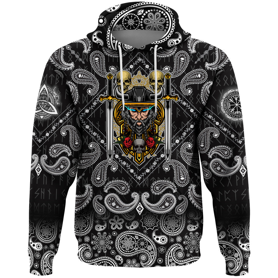 Viking Hoodie Warrior Sword with Bandana Paisley Style RLT12