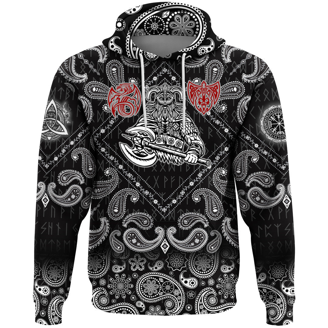 Viking Hoodie Warrior With Big Sword with Bandana Paisley Style RLT12
