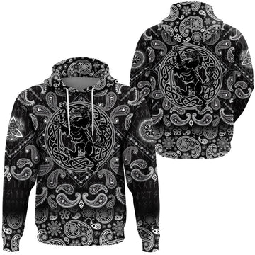 Viking Hoodie Werewolf and Celtic Scandinavian with Bandana Paisley Style RLT12