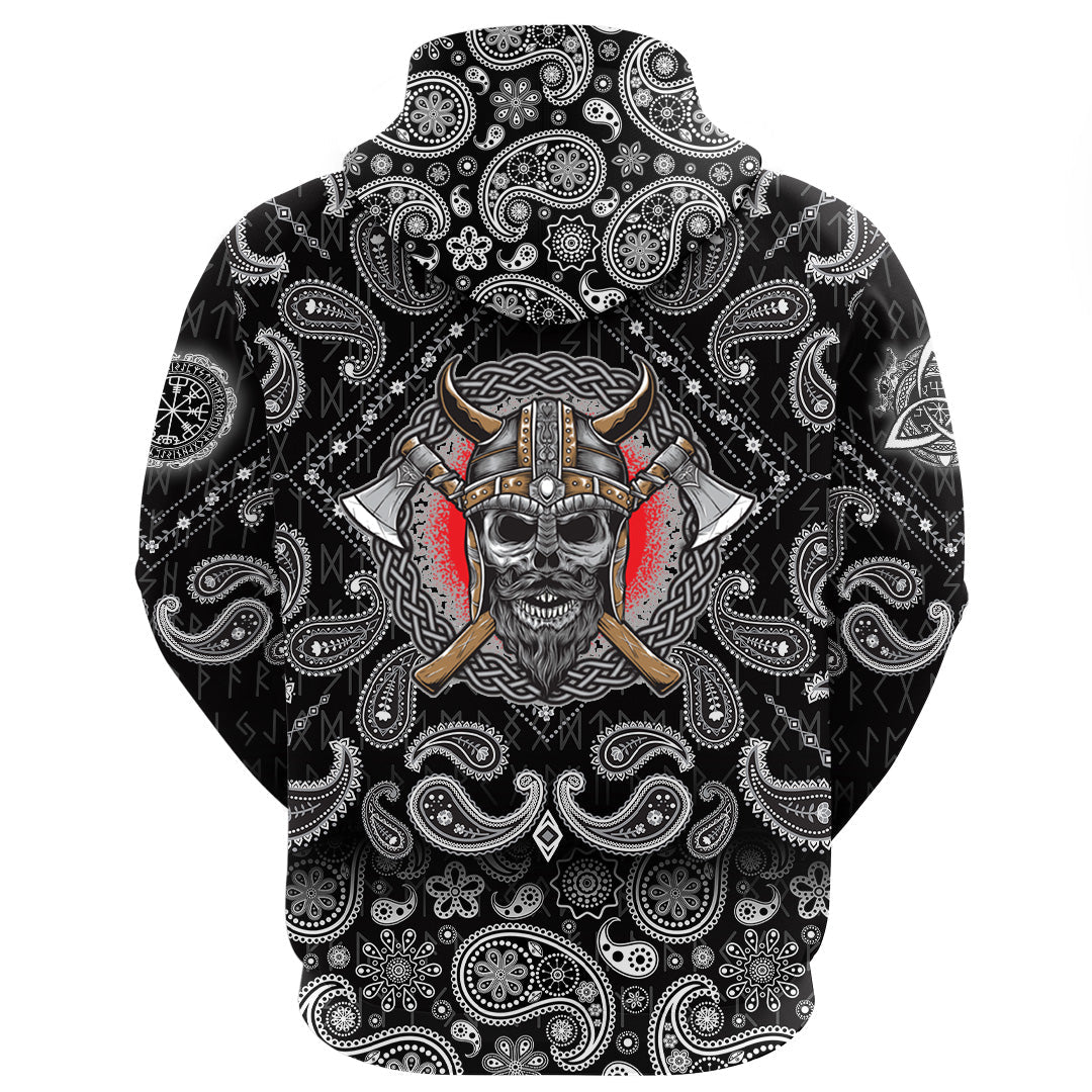 Viking Hoodie With Axe Logo with Bandana Paisley Style RLT12