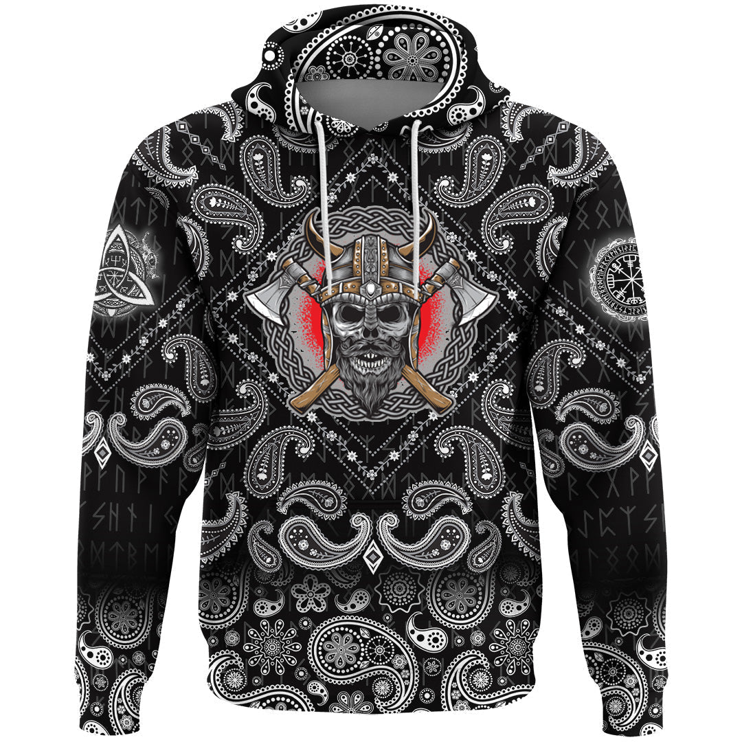 Viking Hoodie With Axe Logo with Bandana Paisley Style RLT12