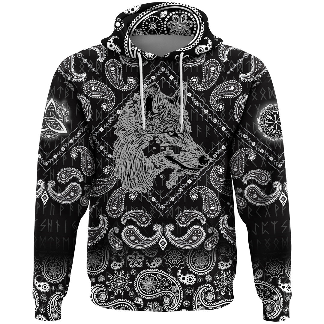 Viking Hoodie Wolf with Bandana Paisley Style RLT12