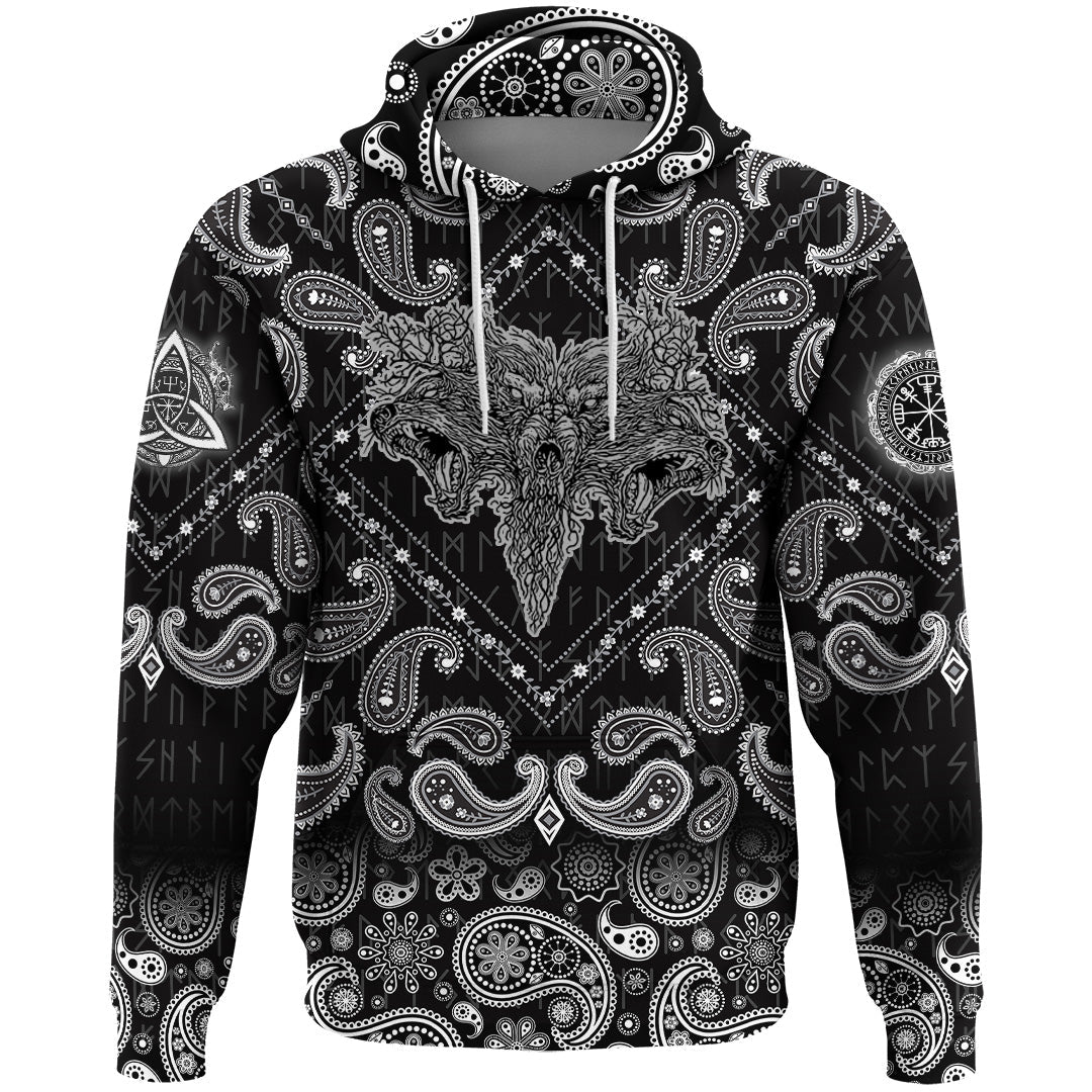 Viking Hoodie Wolfs with Bandana Paisley Style RLT12