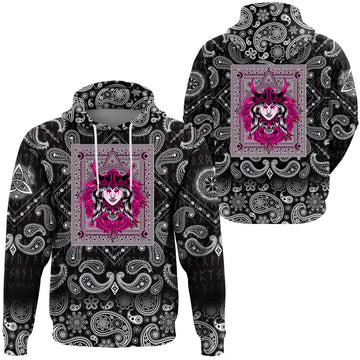 Viking Hoodie Woman Head with Bandana Paisley Style RLT12