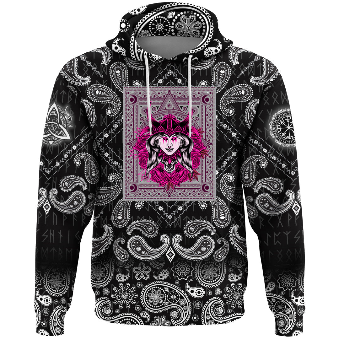 Viking Hoodie Woman Head with Bandana Paisley Style RLT12