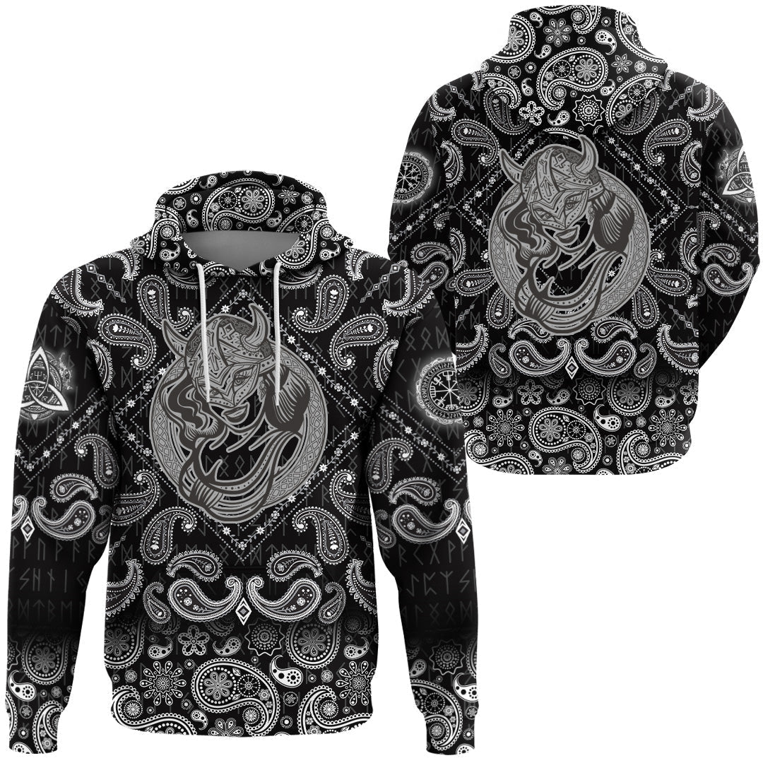 Viking Hoodie Women Vitage Viking with Bandana Paisley Style RLT12