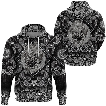 Viking Hoodie Women Vitage Viking with Bandana Paisley Style RLT12