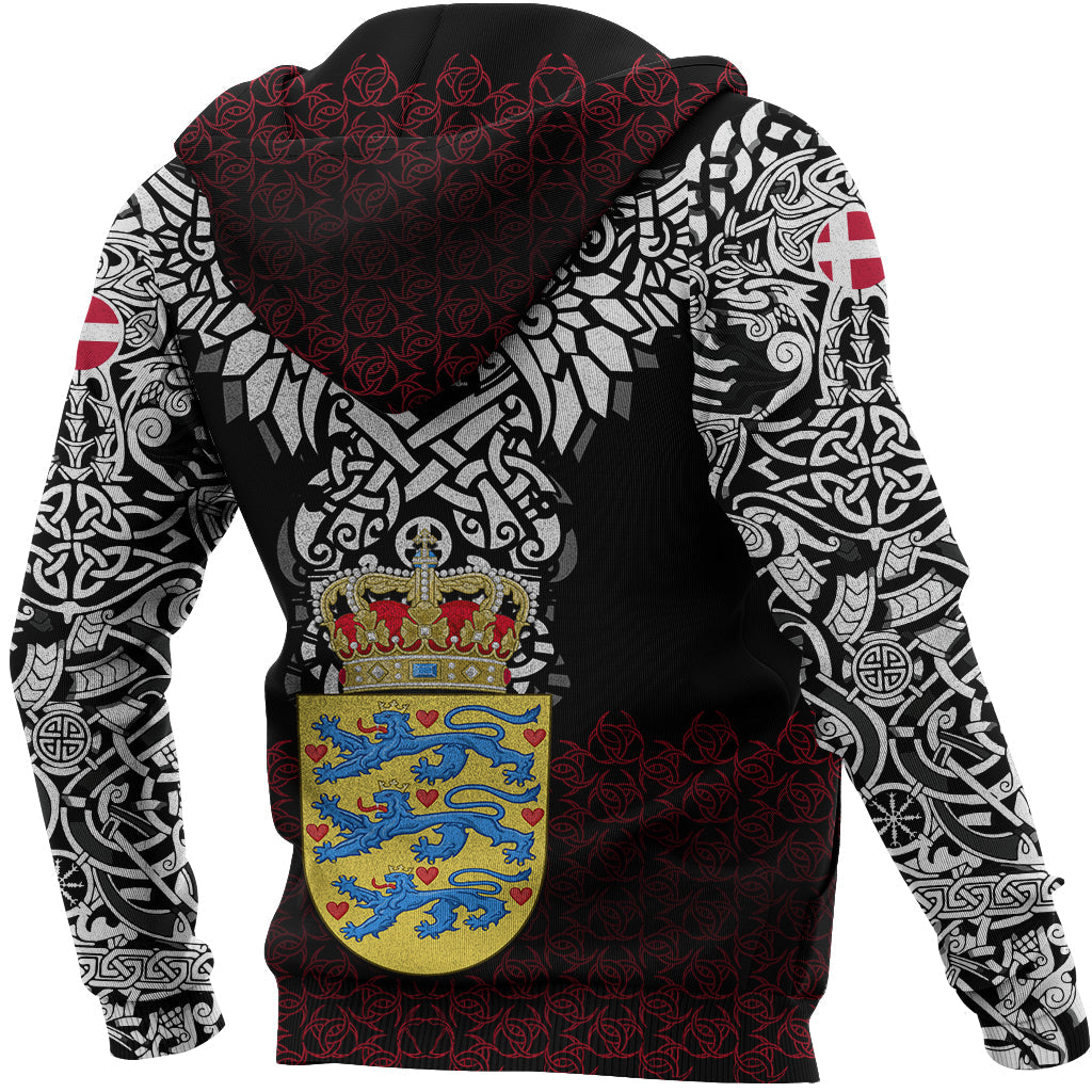 Viking Zip Hoodie - Denmark Viking Symbol RLT12