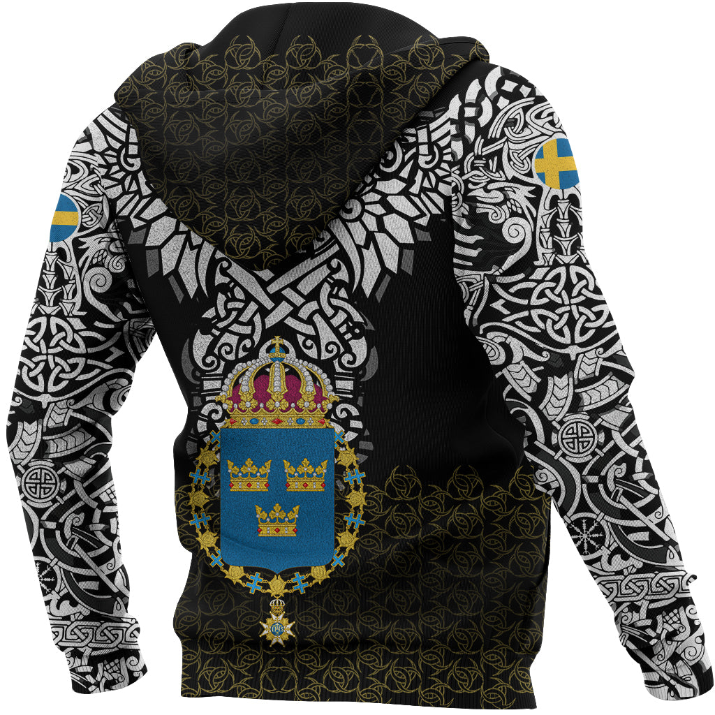 Viking Zip Hoodie - Sweden Viking Symbol RLT12