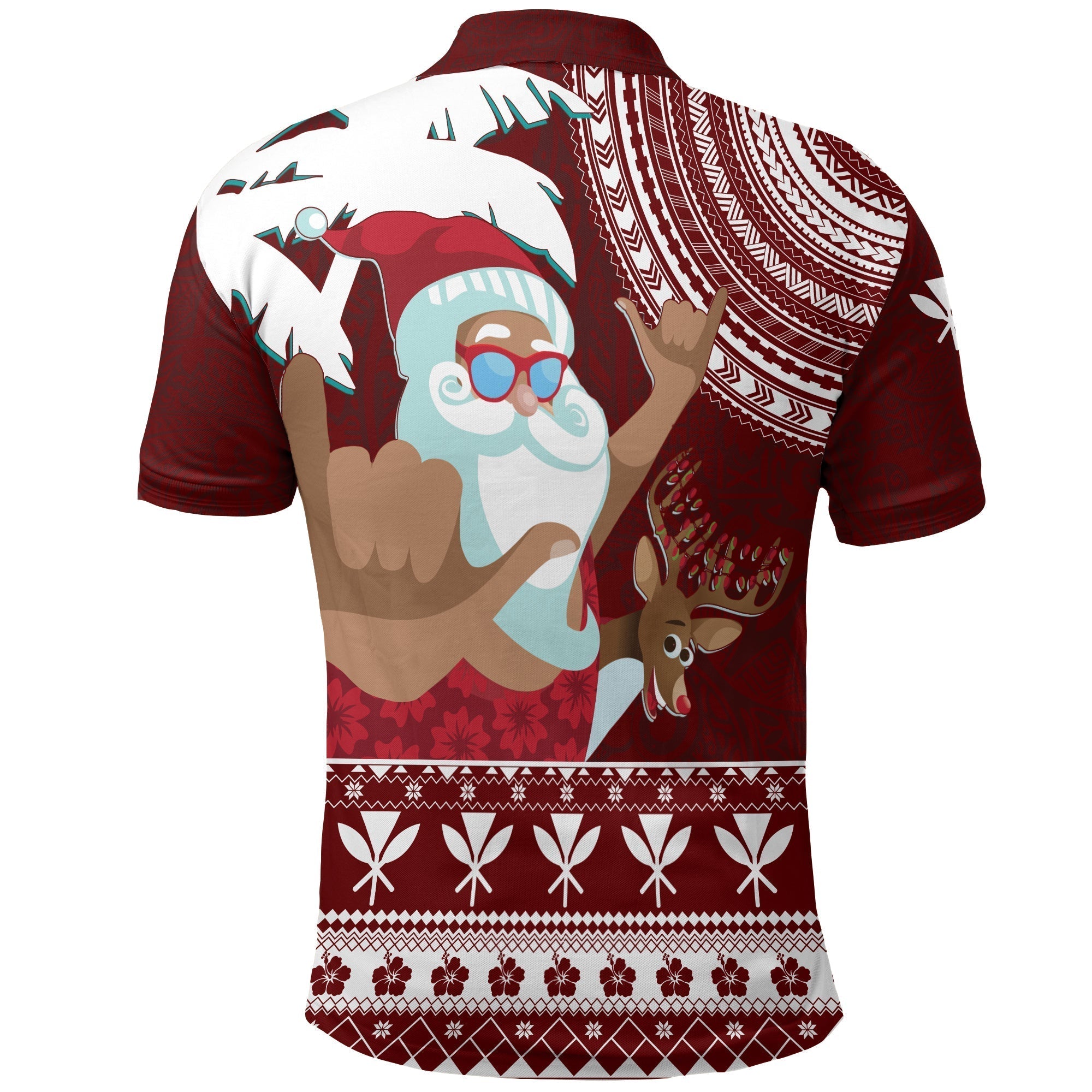Tropical Christmas Tanned Santa Claus Hawaii Polo Shirt LT7