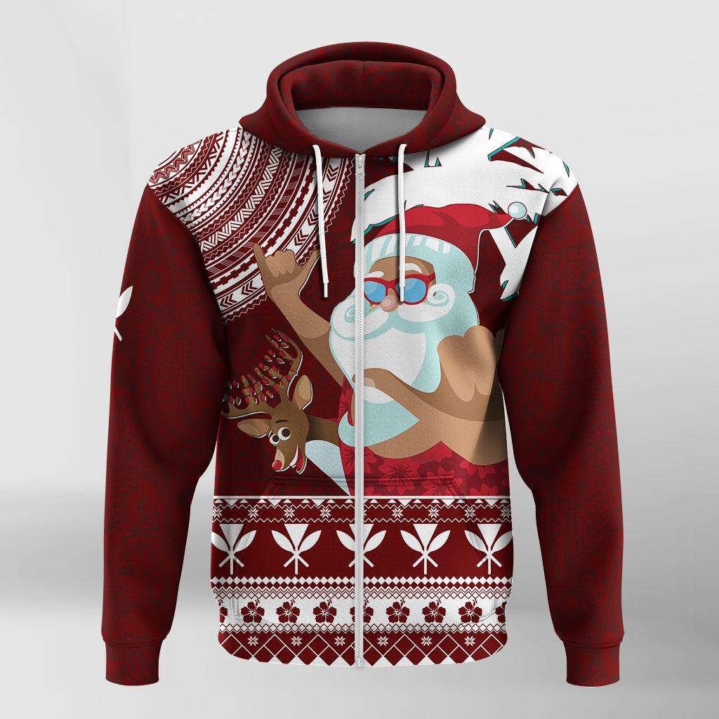 Tropical Christmas Tanned Santa Claus Hawaii Zip Up Hoodie LT7