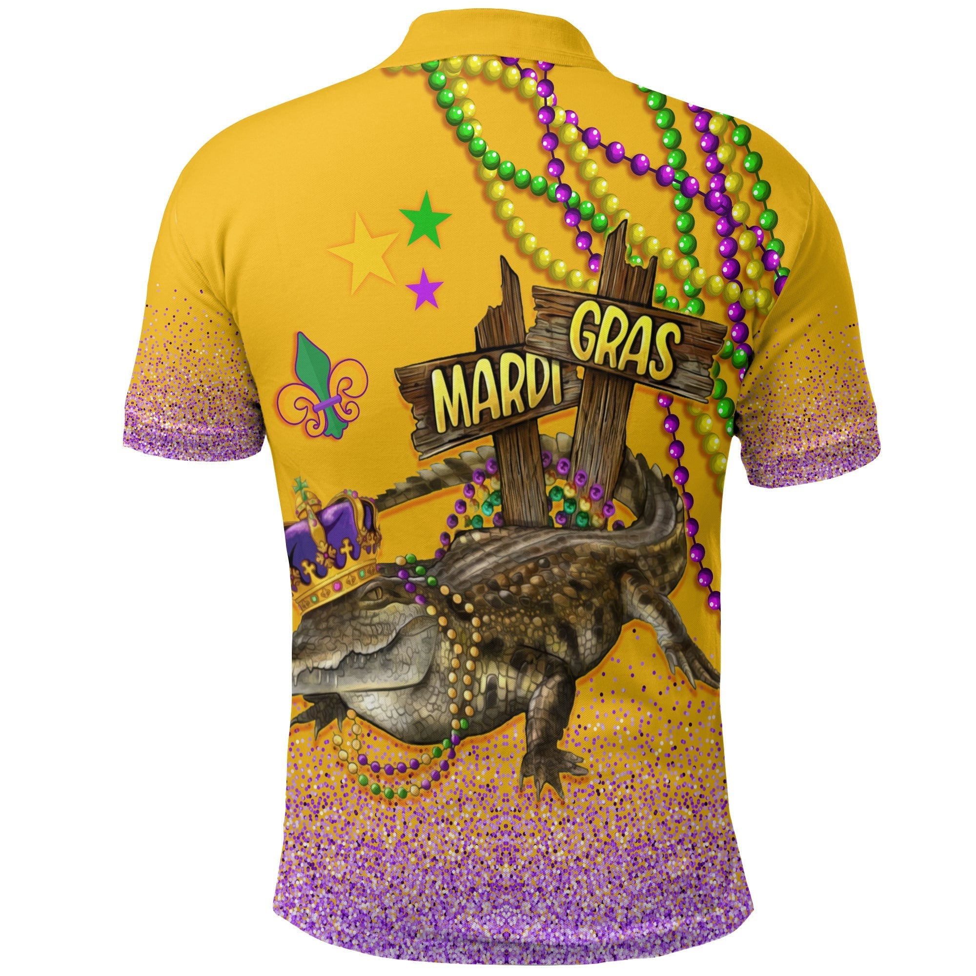 Polo Shirt Mardi Gras Throw Me Something Mister (Gold) LT7