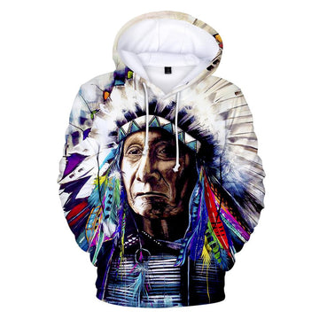 Pullover Chief Native American All Over Hoodie LT10