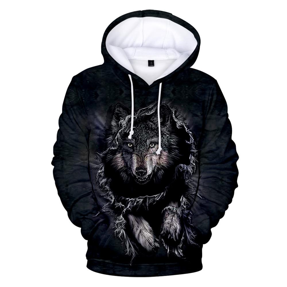 Wolf Black Break 3D Native American All Over Hoodie LT10