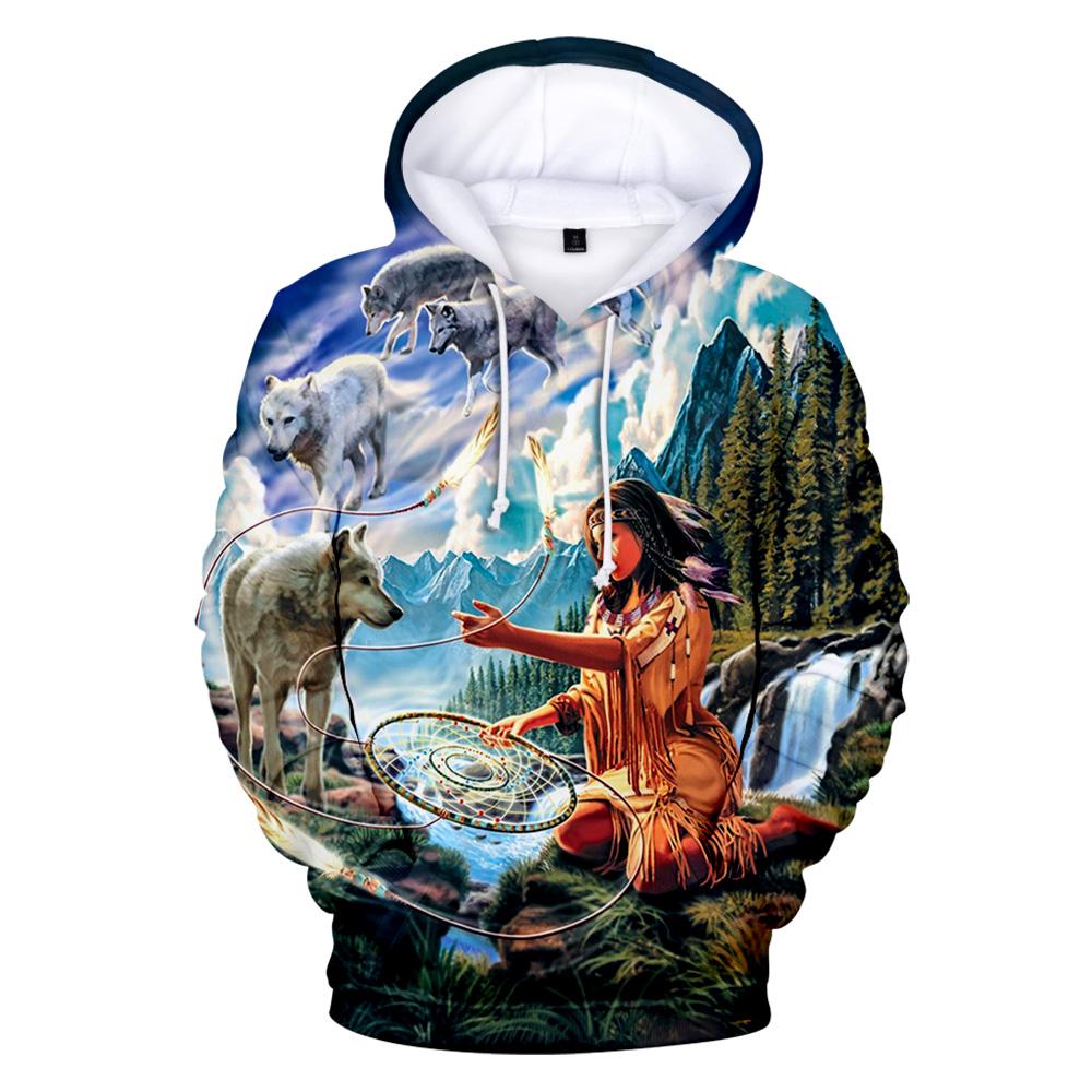 Wolf Dreamcatcher and Native American Women All Over Hoodie LT10