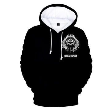 Native American Skull Chief Flag All Over Hoodie LT10