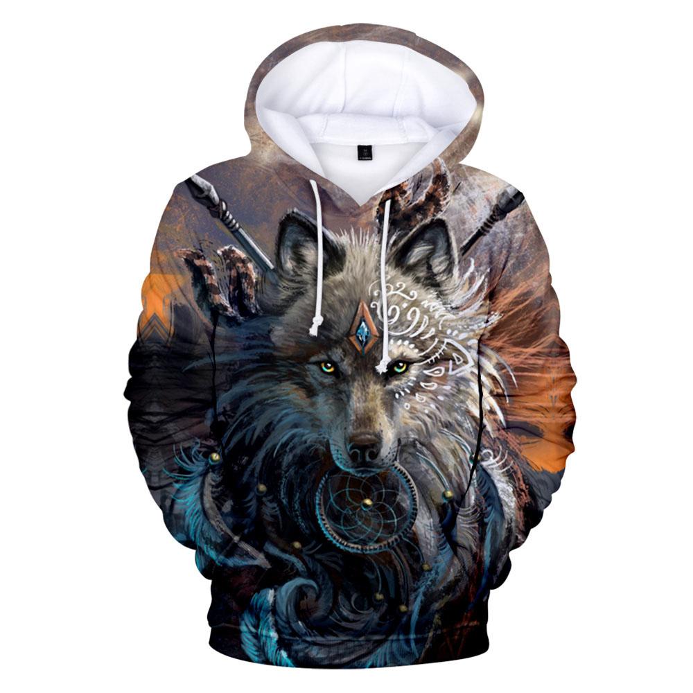 Wolf Face With Dreamcatcher 3D Native American Hoodies LT10
