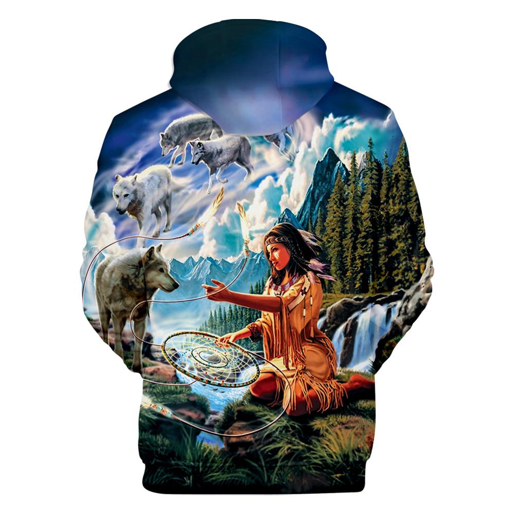 Wolf Dreamcatcher and Native American Women All Over Hoodie LT10