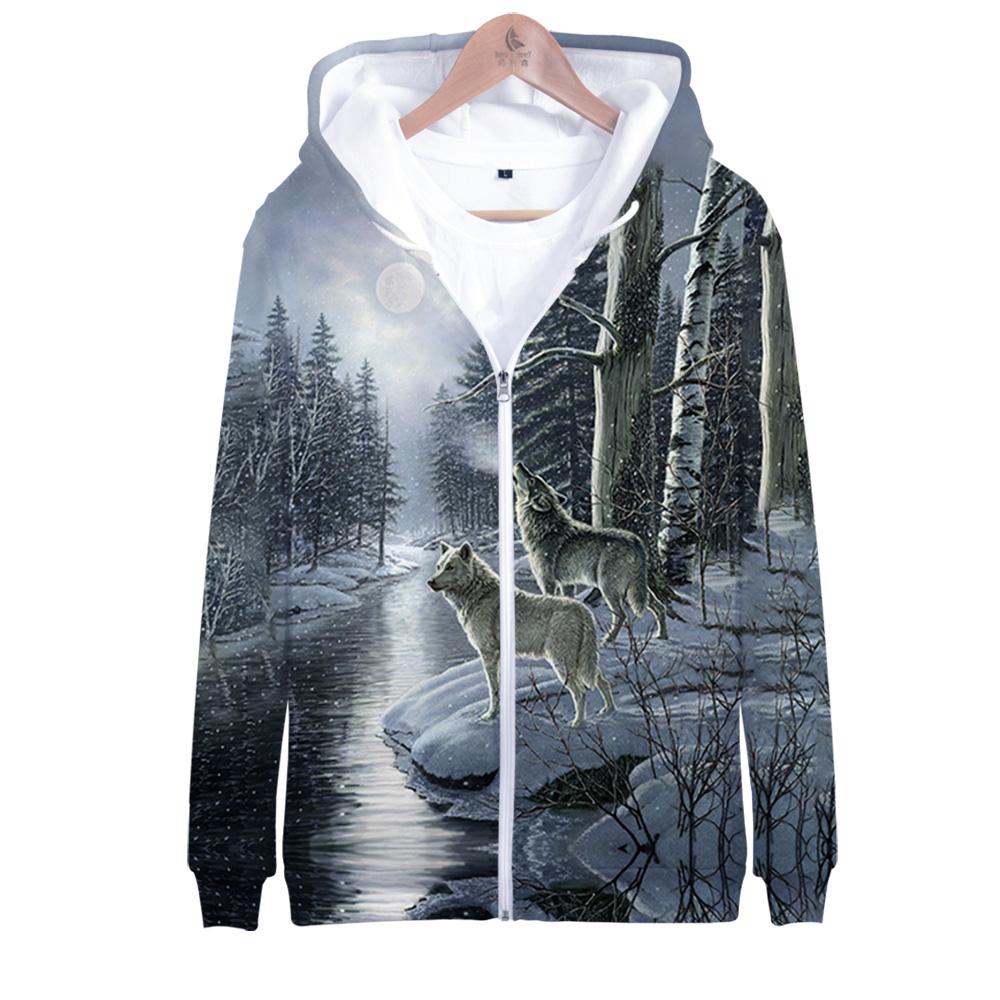 Wolf Driver Tree Native American All Over Zip Hoodie LT10