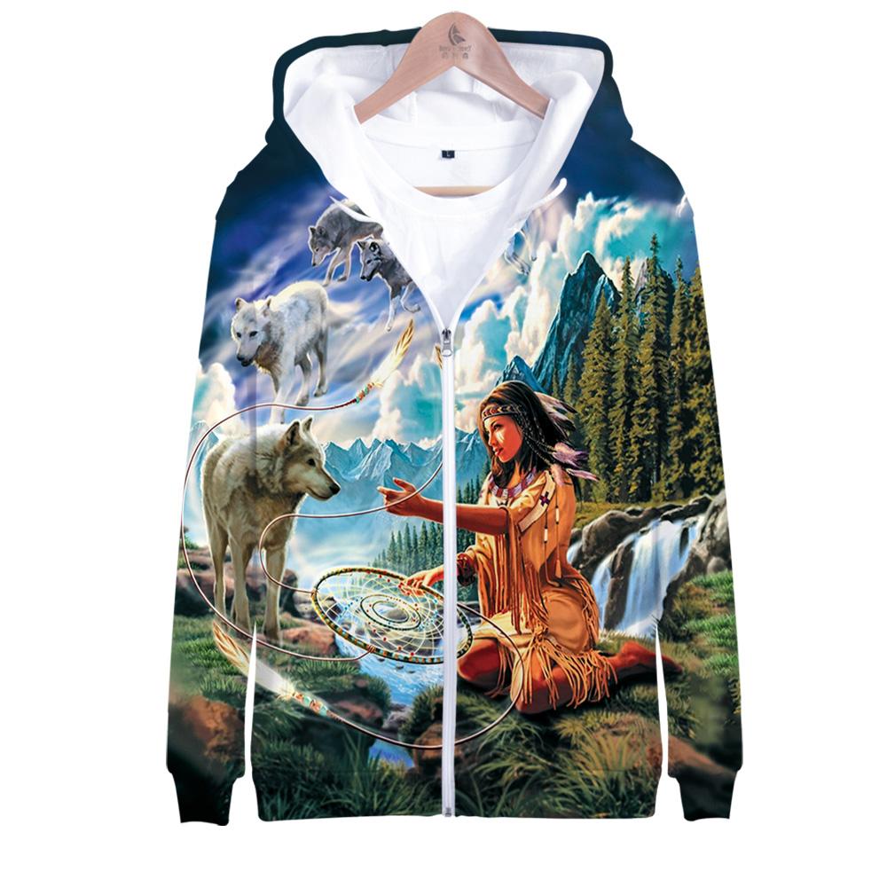 Wolf Dreamcatcher and Native American Women All Over Hoodie LT10