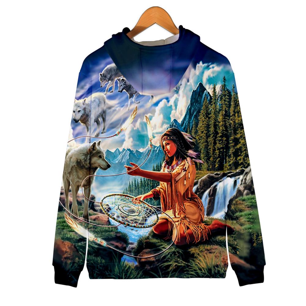 Wolf Dreamcatcher and Native American Women All Over Hoodie LT10