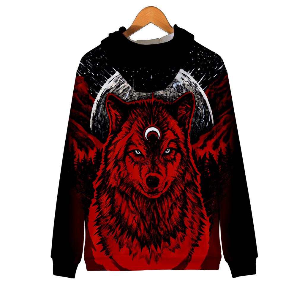 Red Wolf Moon Native American All Over Hoodie LT10