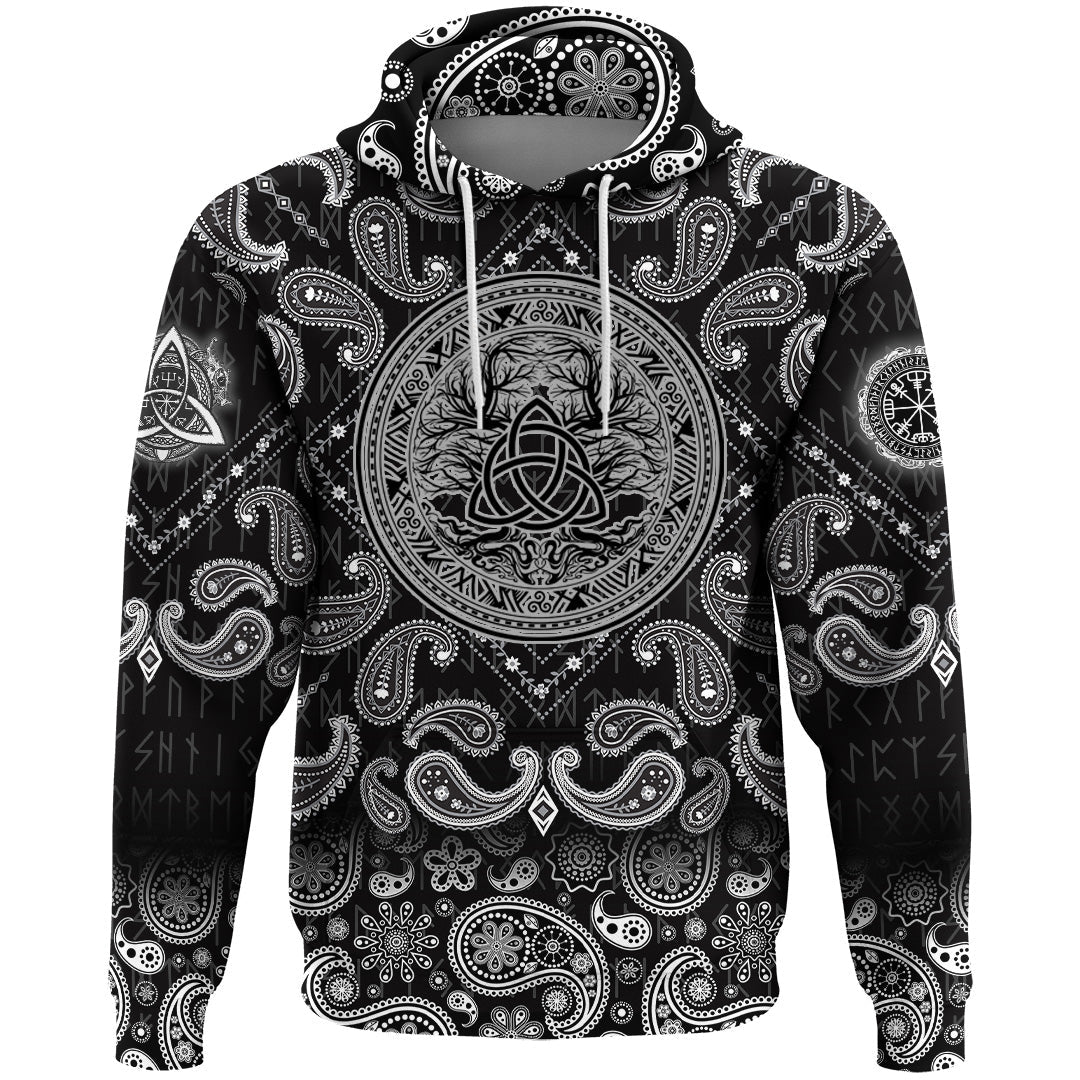 Viking Hoodie Yggdrasil Tree Of Life Celtic with Bandana Paisley Style RLT12