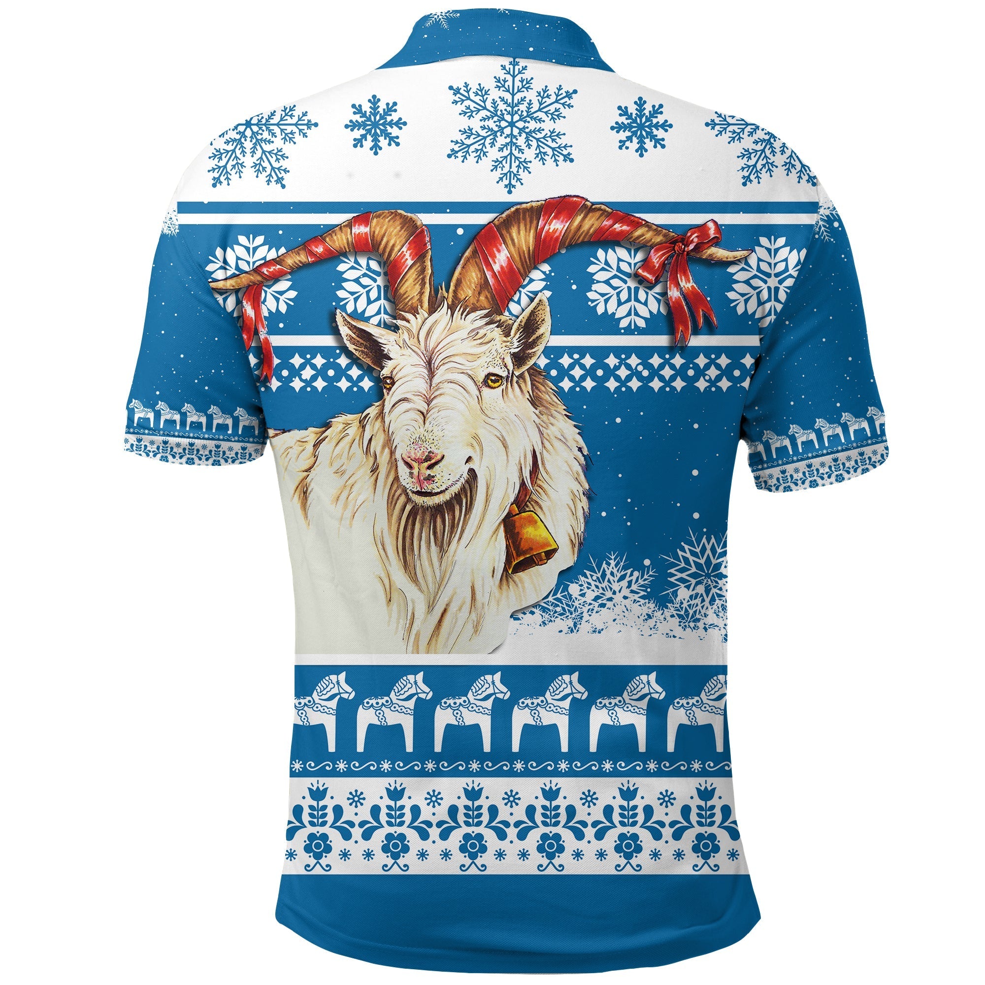 Sweden Blue Yule Goat Dala Horse Christmas Pattern Polo Shirt LT7
