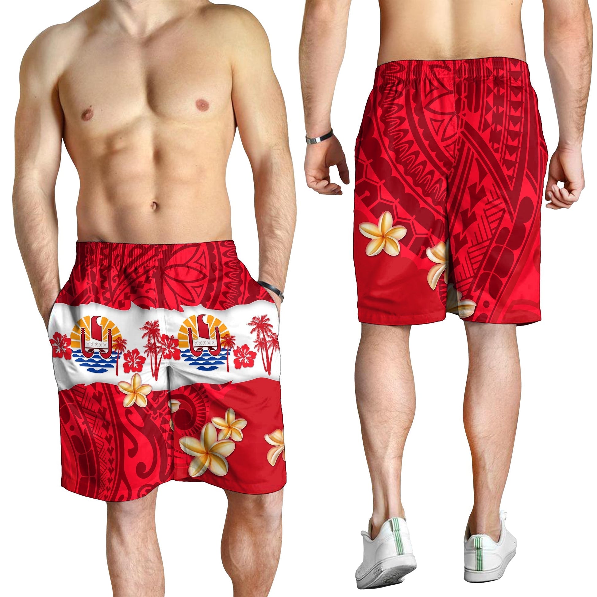 Tahiti Polynesian Men Shorts Mythical Destination LT13
