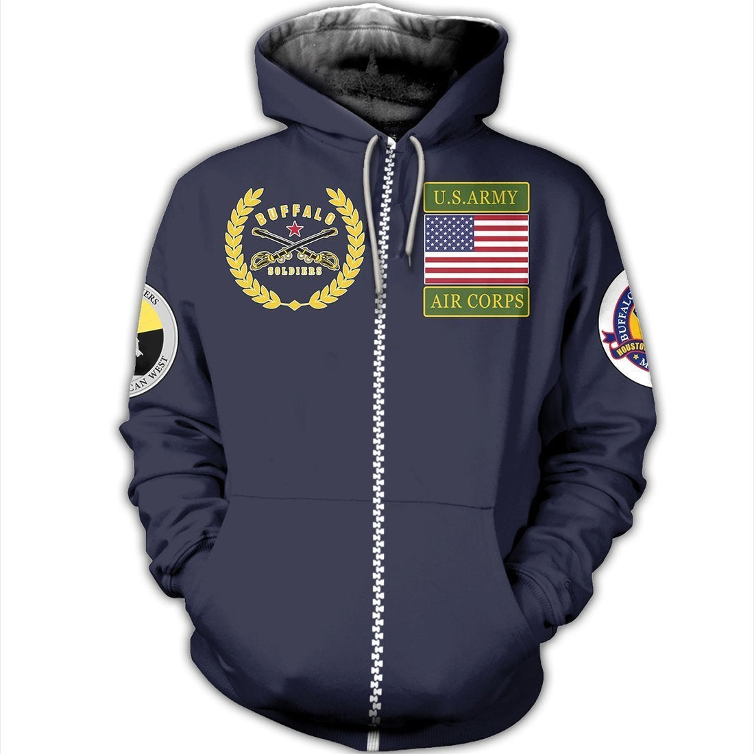 African Hoodie Buffalo Soldiers Zip Hoodie