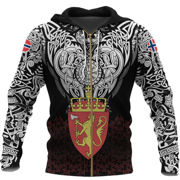 Viking Zip Hoodie - Norway Viking Symbol RLT12