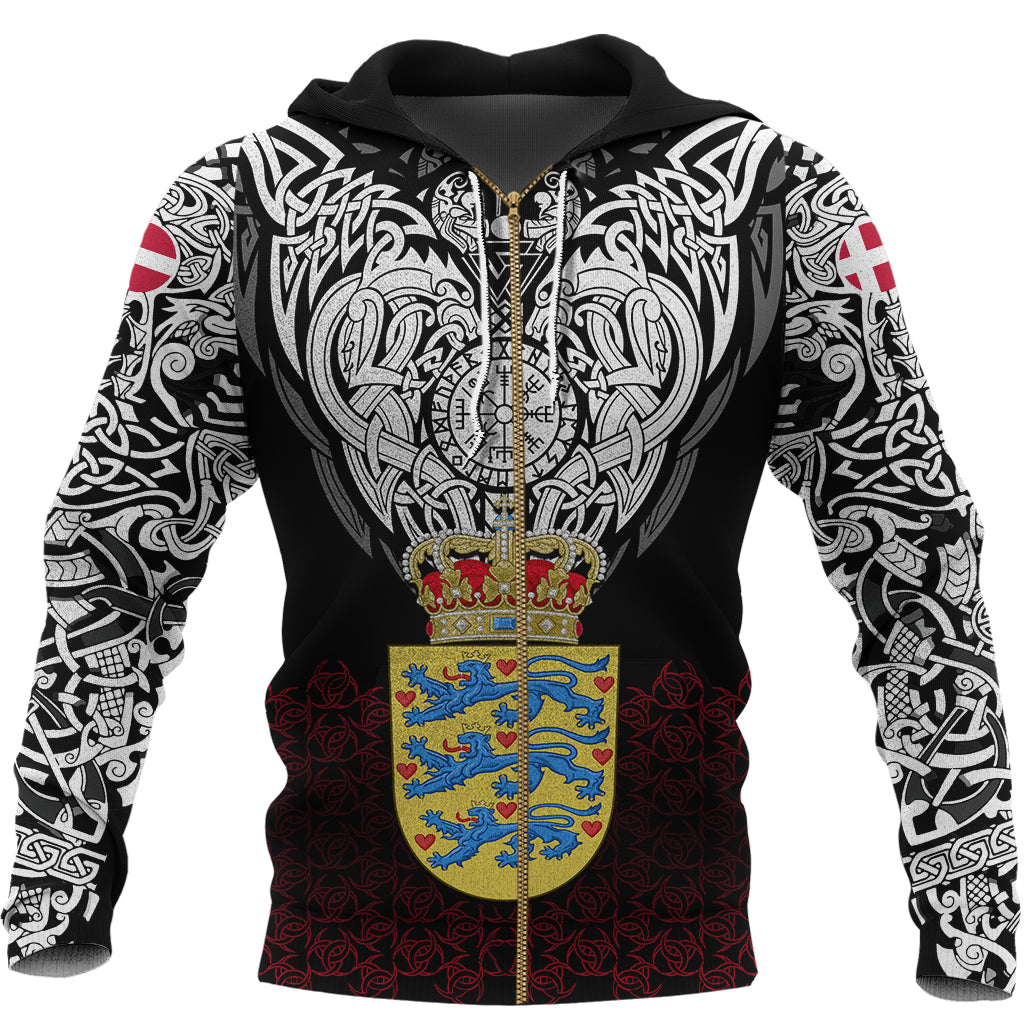 Viking Zip Hoodie - Denmark Viking Symbol RLT12
