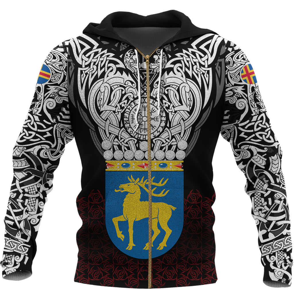 Viking Zip Hoodie - Aland Viking Symbol RLT12