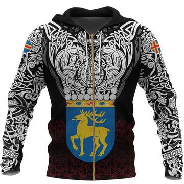 Viking Zip Hoodie - Aland Viking Symbol RLT12