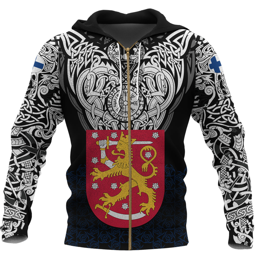 Viking Zip Hoodie - Finland Viking Symbol RLT12