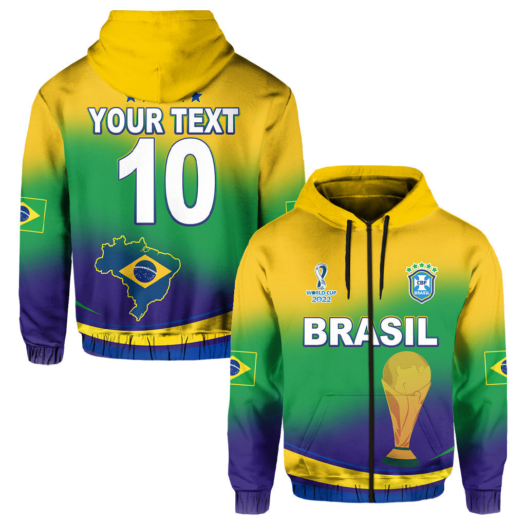 Custom Brazil Football Hoodie Soccer 2022 World Cup Selecao Brazil Campeao Style Color Flag LT13