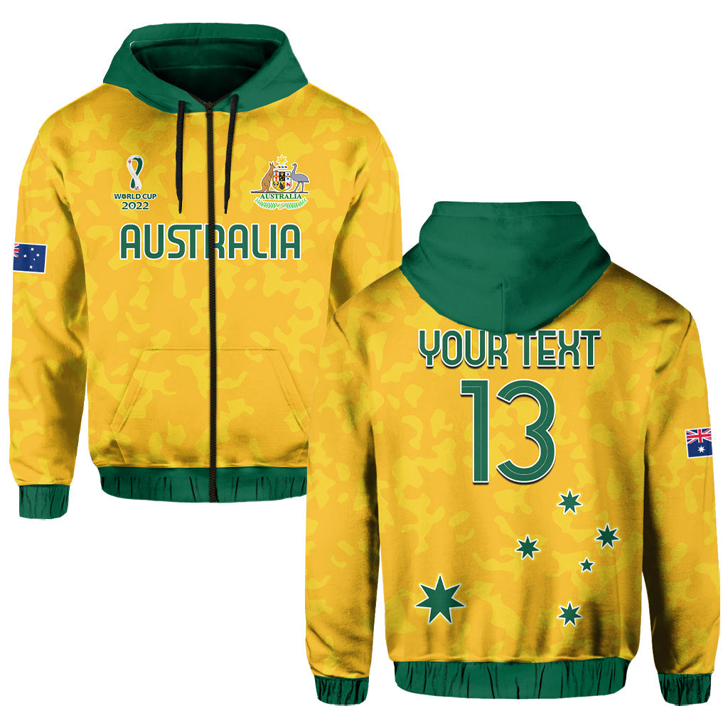 Custom Australia Soccer Hoodie World Cup Football 2022 Socceroos with Kangaroos LT13