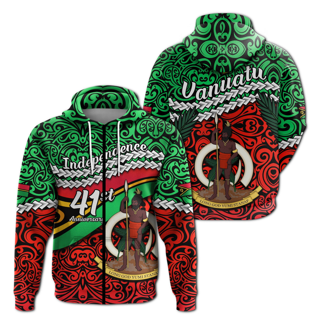 Vanuatu Independence Zip Hoodie Happy Anniversary LT13