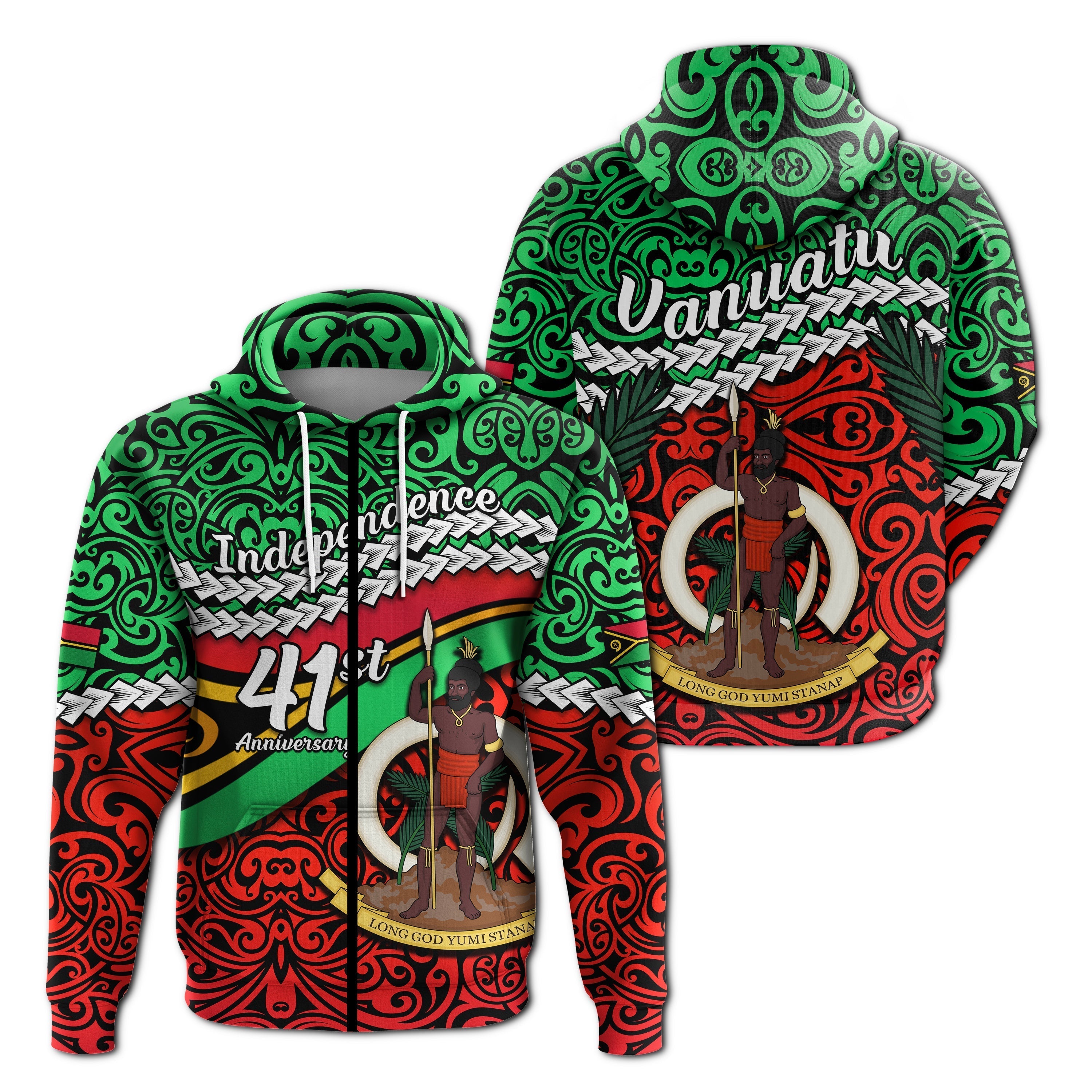 Vanuatu Independence Zip Hoodie Happy Anniversary LT13
