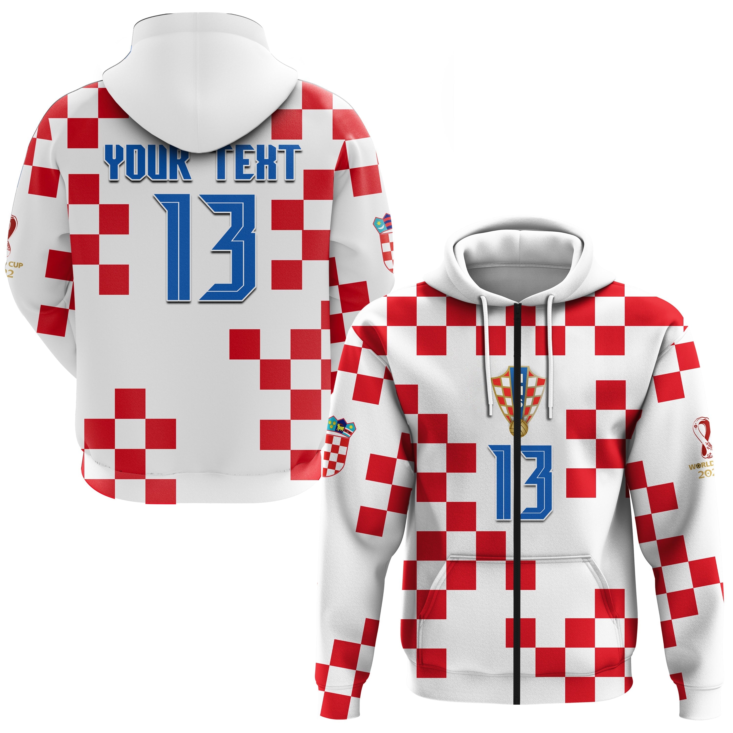 Custom Croatia Football Hoodie World Cup Champions 2022 Hrvatska LT13