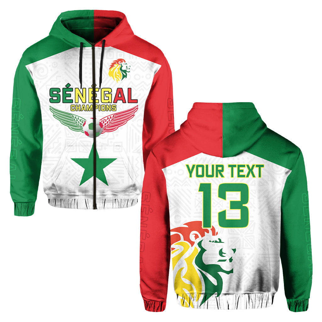 Custom Senegal Football Hoodie Lions of Teranga Champions Soccer Wings Flying LT13
