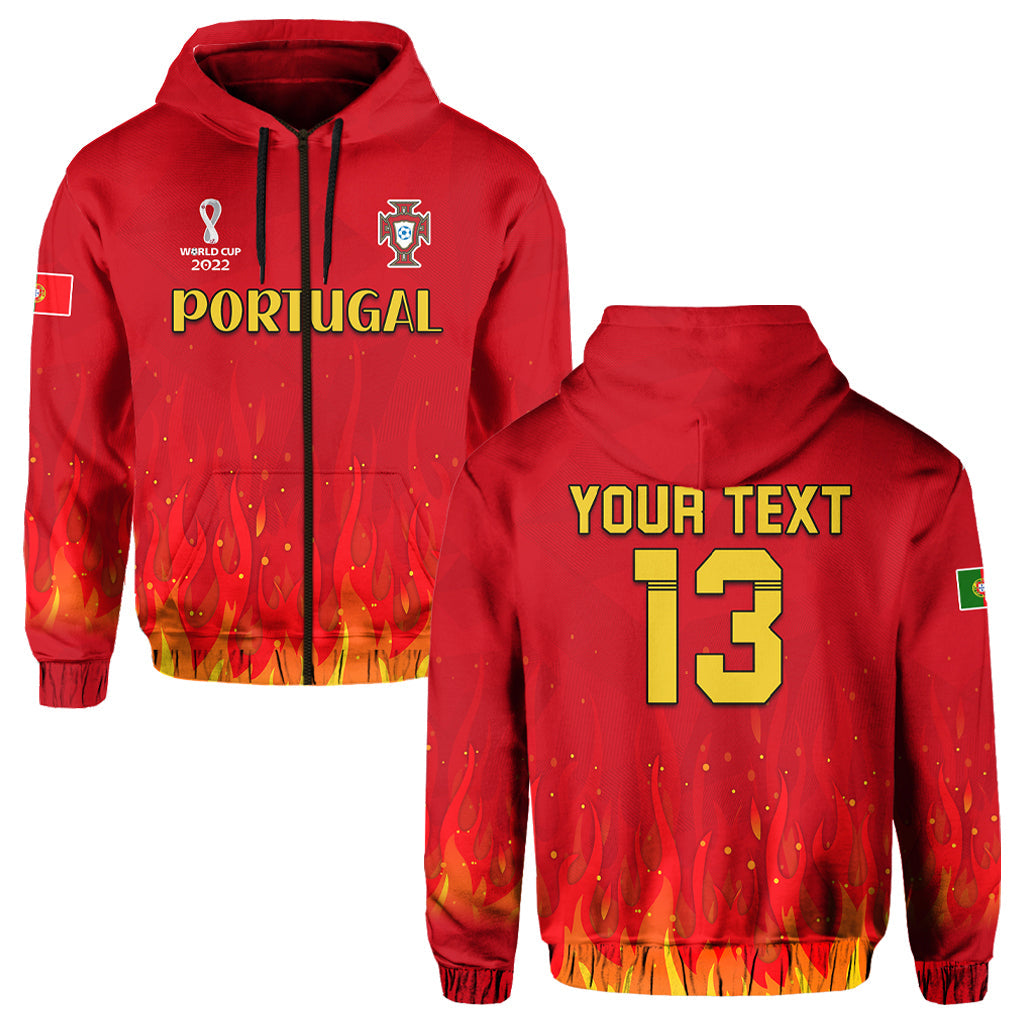 Custom Portugal Football Hoodie Champions Soccer World Cup My Heartbeat Fire LT13