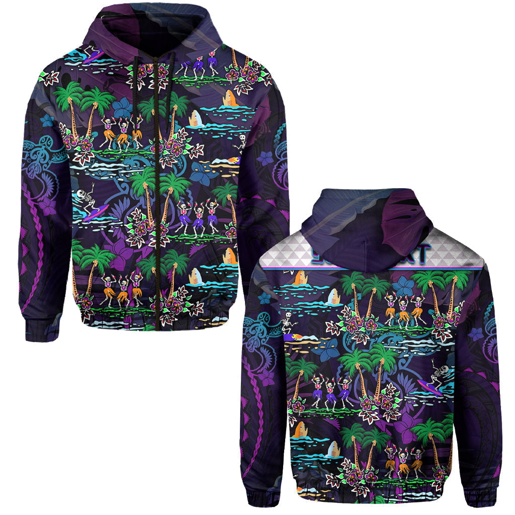 Custom Hawaii Skeleton Dancing Hoodie Halloween Hawaiian Turtle LT13